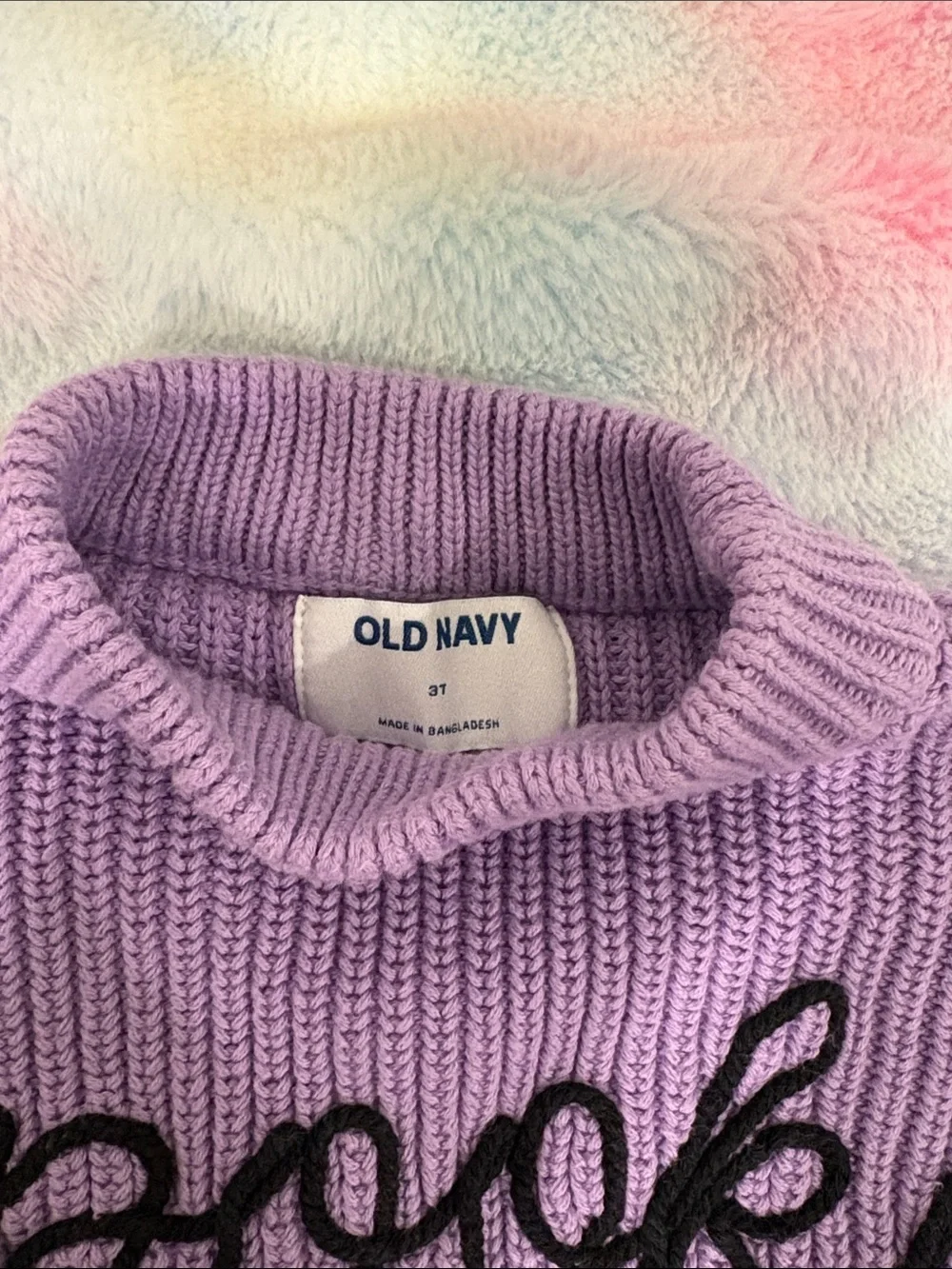 Old Navy Lavender Knit 'Spooky' Crewneck Sweater